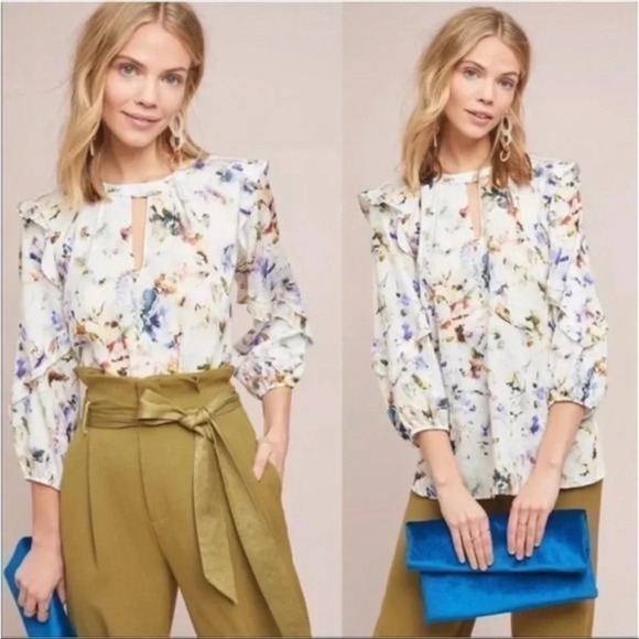Anthropologie Tops - Dolan Araminta Floral Watercolor blouse, size S